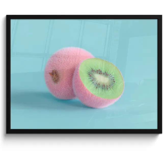 FrameYourWall Poster in lijst - Fotolijst 70x50 cm - Posters - Kiwi - Blauw - Surrealistisch - Posterlijst zwart - Decoratie - Wanddecoratie woonkamer - Muurdecoratie slaapkamer Kiwi - Surrealistisch