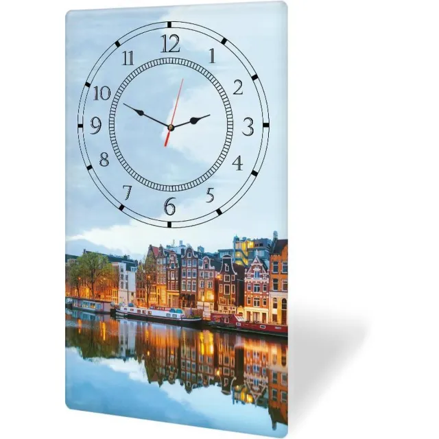 DECORITA Model 3 - Tempered Glas Wandklok - 30cm x 52cm - Glazen Gekleurd