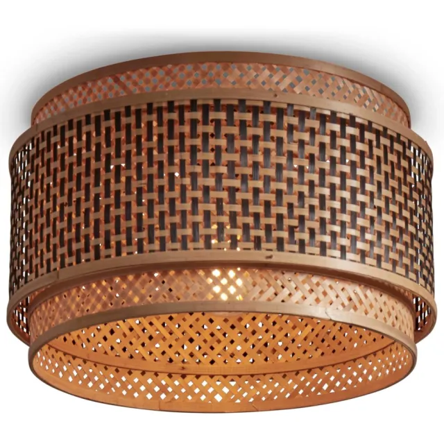 Good&Mojo Plafonniere Bhutan bamboe/kap rond dia.40xh.25cm zw/nat.. Naturel / Zwart