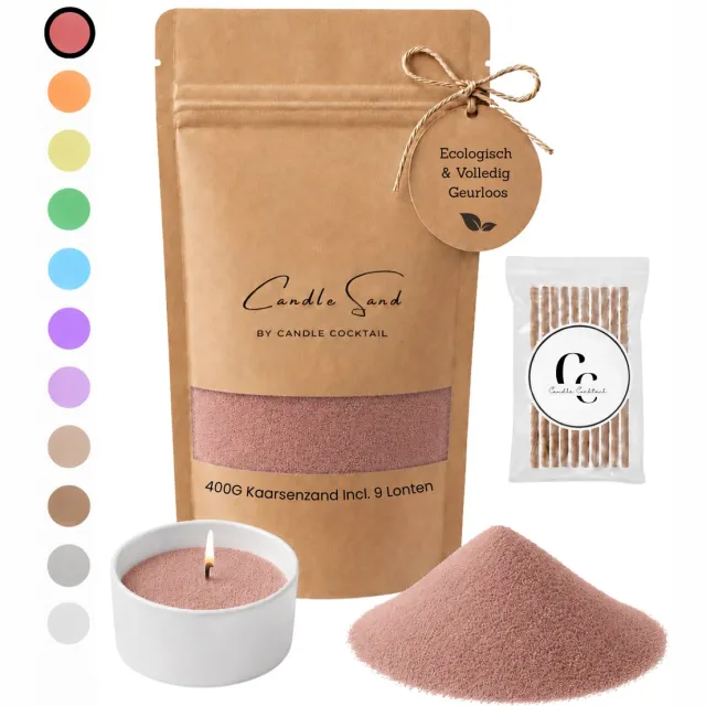 Candle Cocktail Kaarsenzand | Candle Cocktail | Raspberry Red | 400g Incl. 8 Lonten | Candle Sand | Kaarsparels | Zandkaarsen Rood