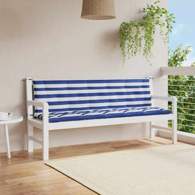 vidaXL Tuinbankkussens 2 st oxford stof gestreept wit en blauw Meerkleurig