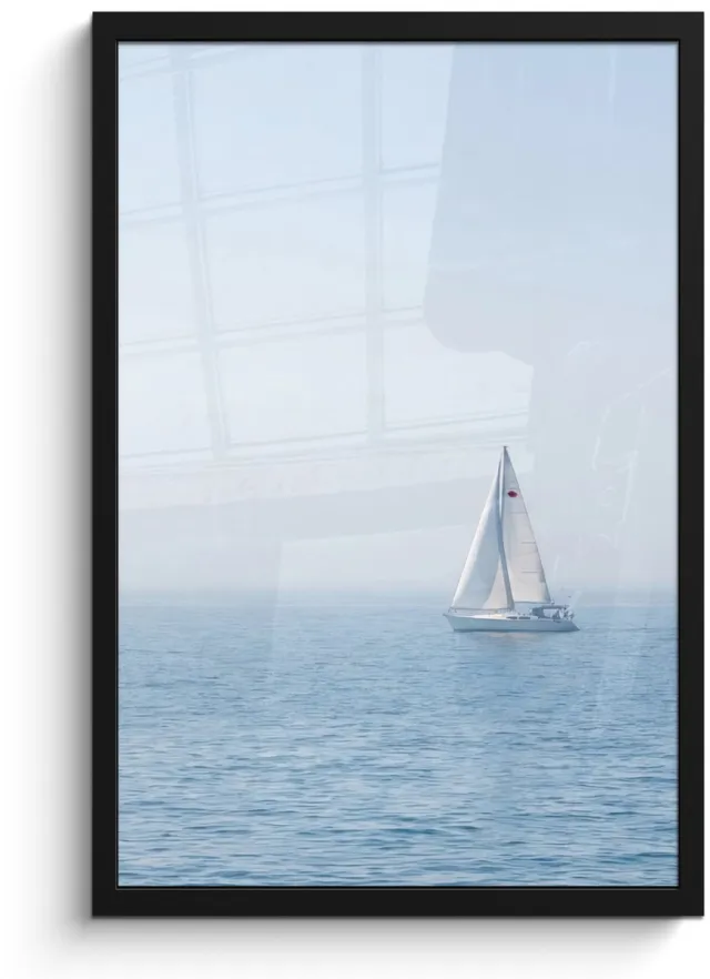 FrameYourWall Poster in lijst - Fotolijst 40x60 cm - Posters - Horizon - Zeilboot - Zee - Posterlijst zwart - Decoratie - Wanddecoratie woonkamer - Muurdecoratie slaapkamer