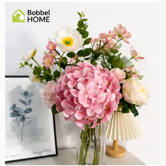 Bobbel Home Kunstbloemen Boeket – Zijden Bloemen – Roze Wit – 75 cm Multi