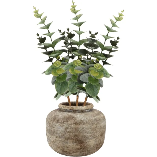Bellatio Design Kunstbloem/kunsttak Eucalyptus Bella - 3x - 38 cm - donkergroen - kunst zijdebloemen