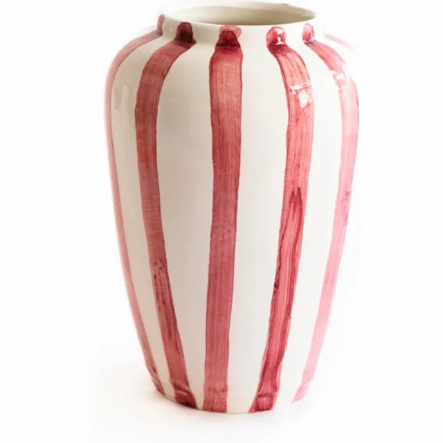 Val Pottery Foolish Funky Flower vaas XXL H30cm roze streep