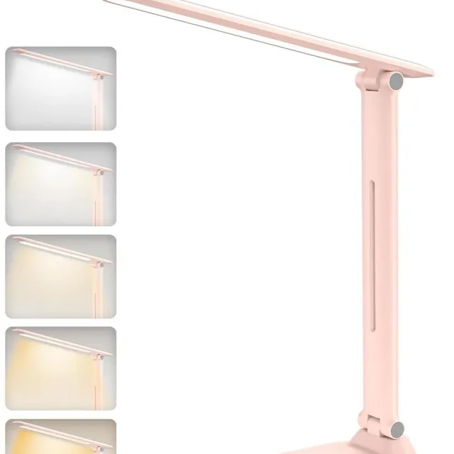 RFWR LED Bureaulamp met Oogbescherming en Aanpasbare Helderheid voor Kantoor en Thuis - Draagbaar en Instelbaar Design Roze