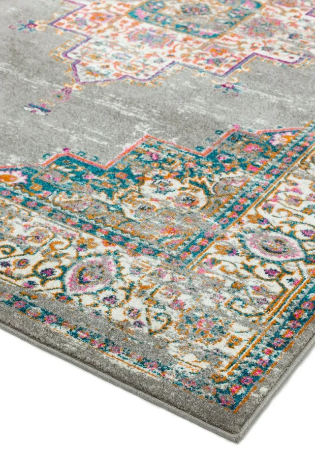 Eazy Living Easy Living - colt-medallion-grey Vloerkleed - 200x290 - Rechthoek - Laagpolig,Vintage Tapijt - Klassiek - Meerkleurig