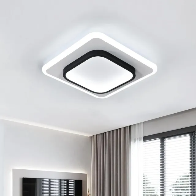 Haobosic Moderne LED-plafondlamp 30W 3375LM vierkant acryl zwart elegante verlichtingsarmatuur voor woonkamer slaapkamer keuken gang 30CM (koud wit licht 6500K) Black