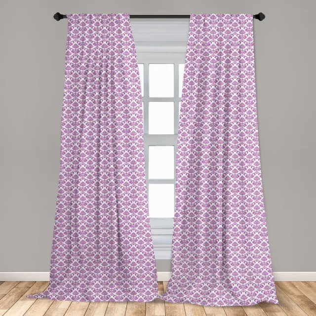 ABAKUHAUS Victoriaanse gordijnen – 2x75x245 cm – microvezel – fuchsie lavendel Fuchsiakleuren