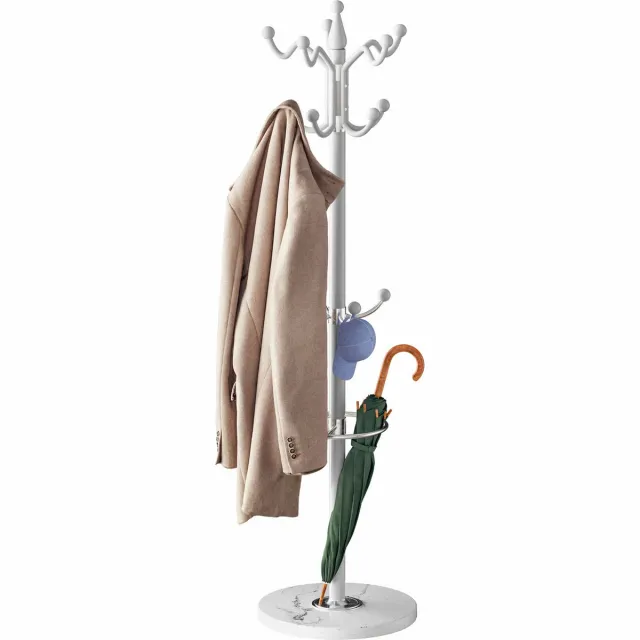 Casaria Kapstok - Staand 14 Gebogen Haken Draaibaar 37x37x175cm - Wit