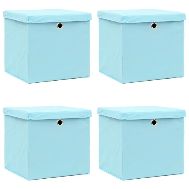 vidaXL Opbergboxen met deksel 4 st 32x32x32 cm stof babyblauw