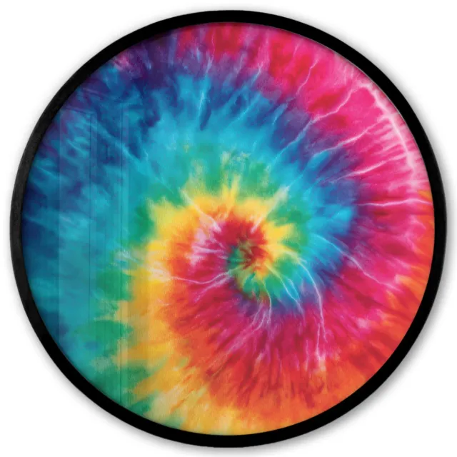 FrameYourWall Poster in lijst Rond - Fotolijst 40x40 cm - Posters - Regenboog - Tie dye - Kleurrijk - Blauw - Ronde posterlijst zwart - Decoratie - Wanddecoratie woonkamer - Muurdecoratie slaapkamer