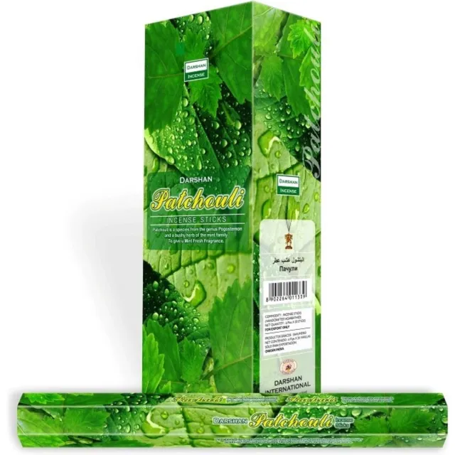 Darshan Wierook Patchouli (6 pakjes) groen, geel