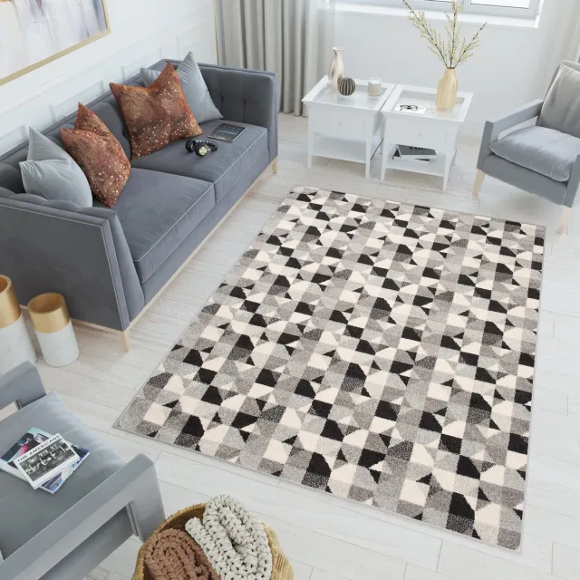 Tapiso Lazur Vloerkleed Grijs Modern Woonkamer Abstract Tapijt Maat- 240x330 Grijs Zwart