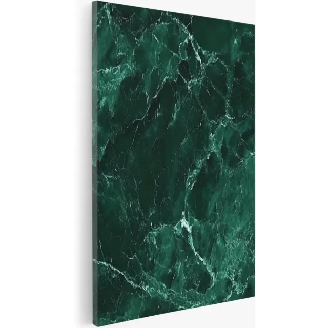 Saammp Canvas Schilderij - Donkergroen marmer - Abstract kunstwerk - 80x120 - Foto op canvas - Wanddecoratie - Muurdecoratie Woonkamer - Slaapkamer decoratie - Canvas Print Multicolor
