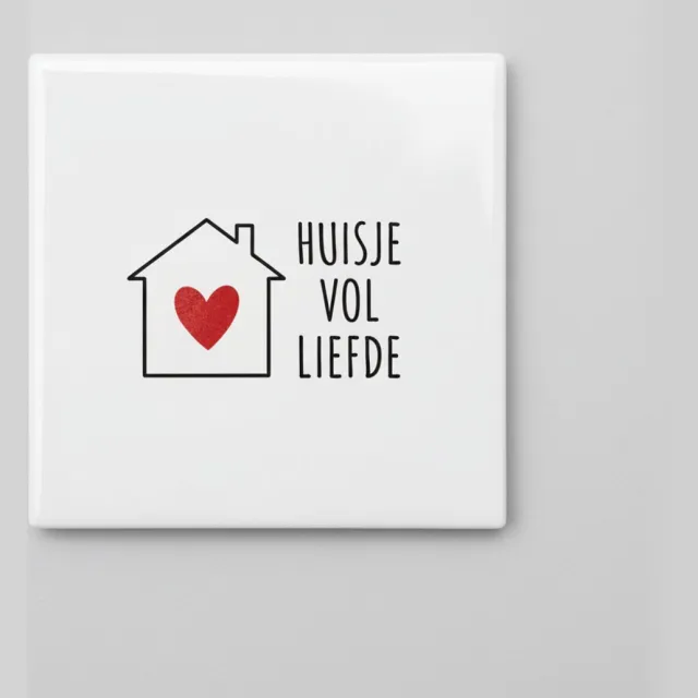 Nevolis Huisje Vol Liefde Keramische Tegel – Warm Huis & Hart Design – Gezellige Woondecoratie – 15 × 15 cm Multi Color