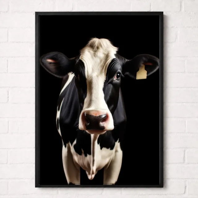 Kleurmedia Zwart-Witte Koe Poster - Boerderijdieren Collectie - Dieren Posters - A1+ 61 x 91,5 cm