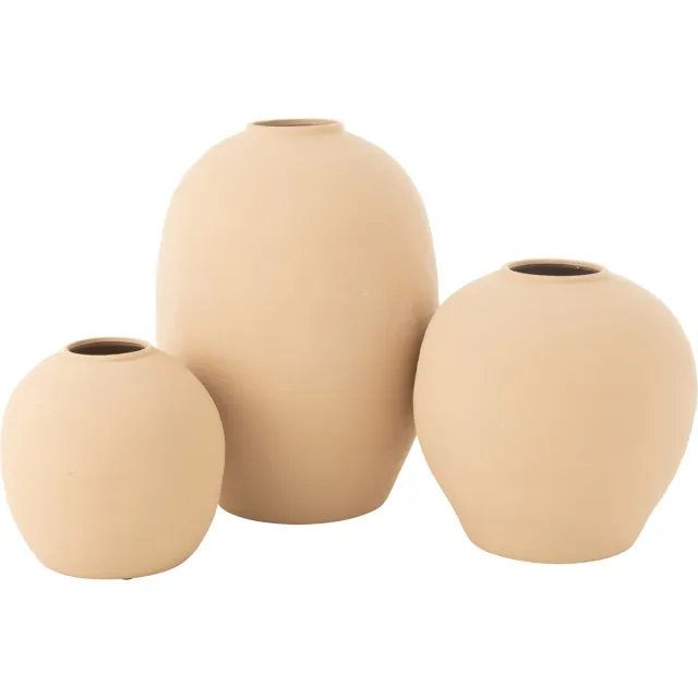 J-Line vaas Cassia Ovaal - keramiek - beige - Ø 39 cm