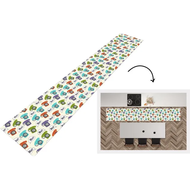 KitchenYeah Keukenloper - Keukenmat - Retro - Telefoon - Design - Keuken vloerkleed Multicolor