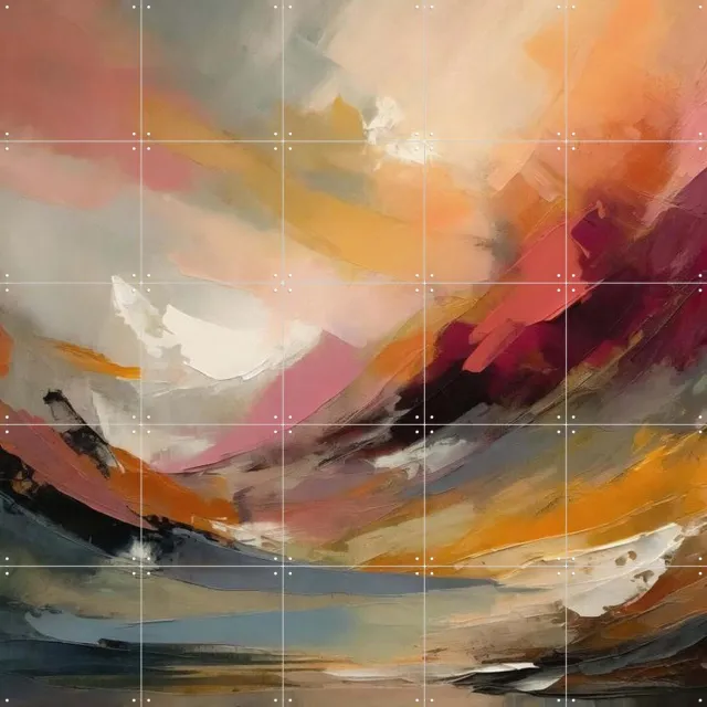 IXXI In the Heart of the Storm, Moonheart Artworks - 100 x 100 cm - Grote wanddecoratie en posters - Impressionisme, Olieverf, Abstract, Modern Blauw / Oranje / Grijs / Rood / Roze