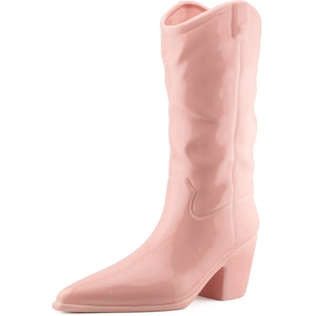 Homebound by Kolony HomeBound by KY | Aardewerk vaas cowboy boot roze | vaas | 25,8x11x33,5cm