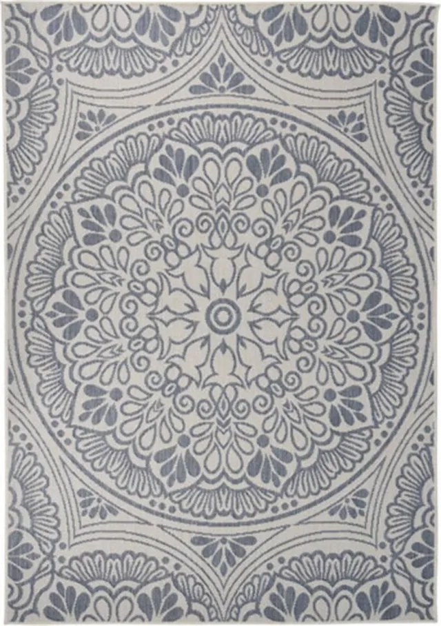 vidaXL Buitenkleed - met - patroon - platgeweven - cm - blauw