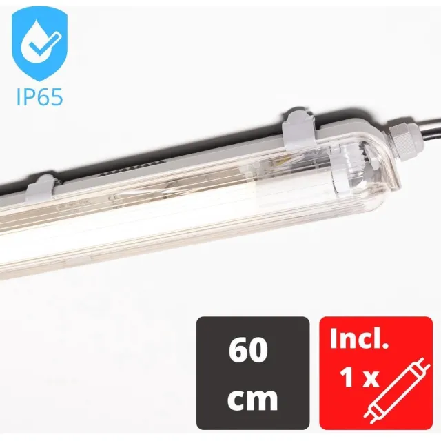 LED's light by Shada LED.NL LED TL armatuur compleet incl. LED buis 60 cm - 9W vervangt 36W - IP65 Grijs