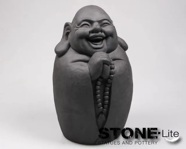 Stone Lite Lachende boeddha tuinbeeld Antraciet