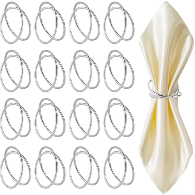 Ibenzoa Verfijnde Servetringen – Zilverkleur, Dubbele Spiraal Design met Metalen Servettengespen – Perfect voor Feesten, Bruiloften en Dagelijks Gebruik