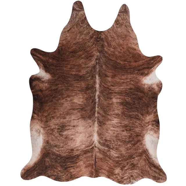Padiro stijlvol platgeweven vloerkleed 155 x 190 cm - donkerbruin - karaktervolle dierenprint - van polyester