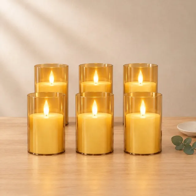 Froadp 6PCS LED-kaarsen met timerfunctie en afstandsbediening - Vlamloze, flikkerende batterijkaarsen voor thuis, bruiloften, kerstdecoraties en stijlvolle woonaccessoires Goud