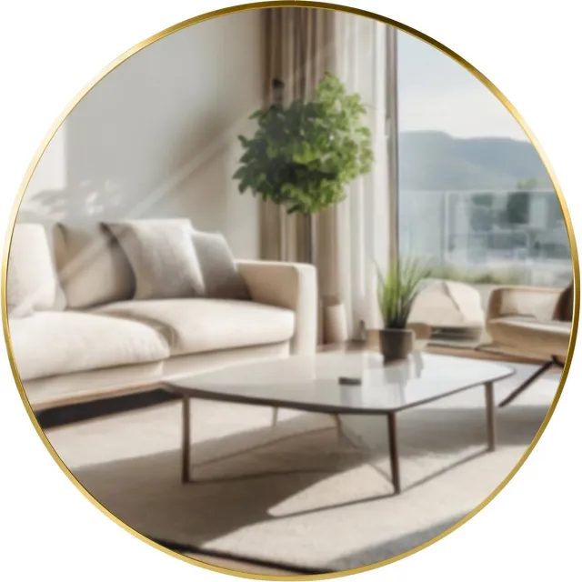 CLP Elsie Wandspiegel - Rond - Diepte lijst 3 cm - ideaal voor woonkamer, slaapkamer of badkamer - gold glanz goud glans