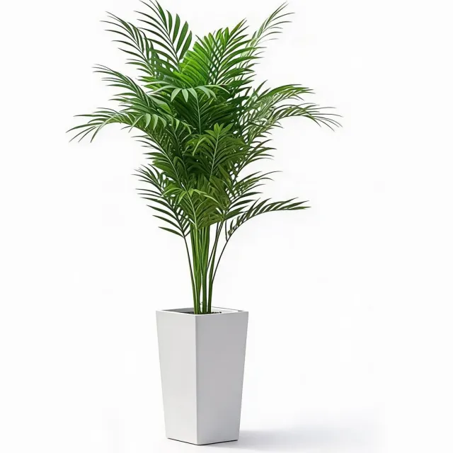 Danky Premium - 127cm luxe ultra-natuurgetrouwe guifei areca kunstpalm met hoog wit pot en natuurmos duurzame uv-bestendige PEVA bladeren voor interieur en buitendecoratie groen