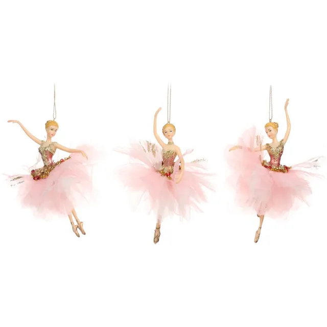 Goodwill Kersthanger - Ballerina Tule Tutu Strass Steentjes Zalm-Goud - D 18 Cm LET OP Prijs Per Stuk