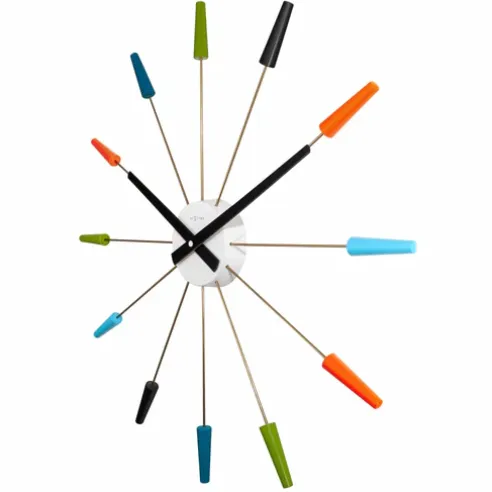 NeXtime Stille wandklok - vintage - 58 cm - roestvrij staal - 'Plug Inn' multicolor, foto 3