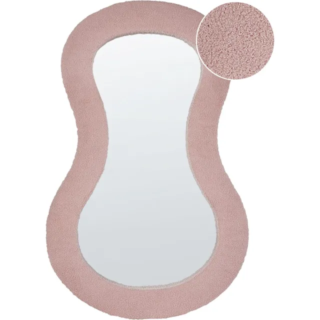 Beliani PLANCHEZ - Wandspiegel - Roze - 70 x 112 cm - Bouclé