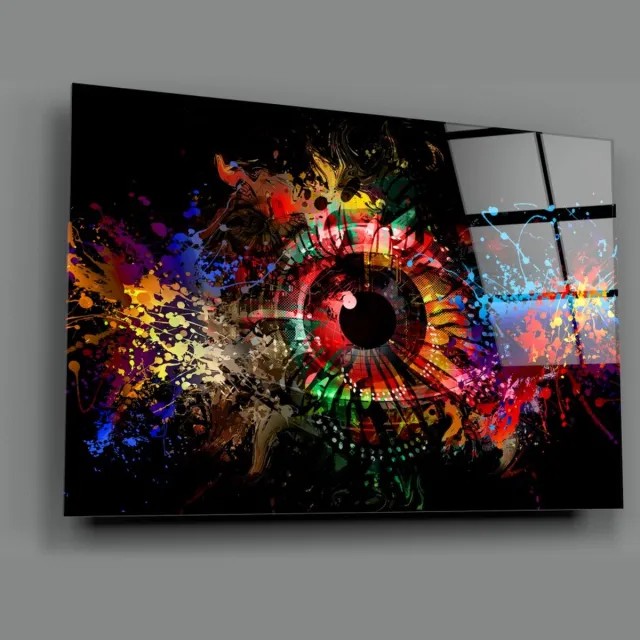 Insigne Art Glazen Schilderijen - Abstract - Illustratie Oog Glasschilderij Meerkleurig