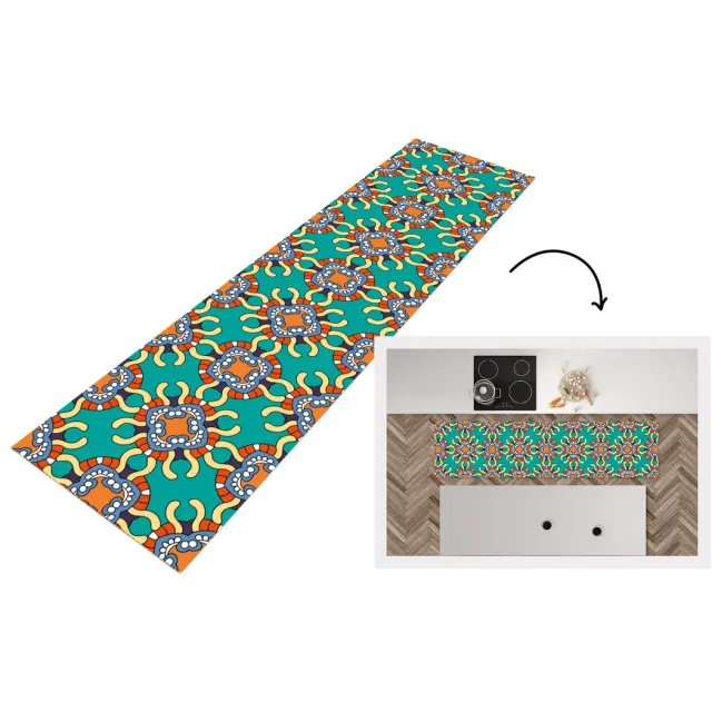 KitchenYeah Keukenloper - Loper keuken - Patronen - Abstract - Groen - Keukenloper vinyl, foto 2