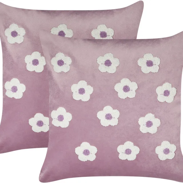 Beliani ECHINACEA - Sierkussen set van 2 - Violet - 45 x 45 cm - Polyester Paars