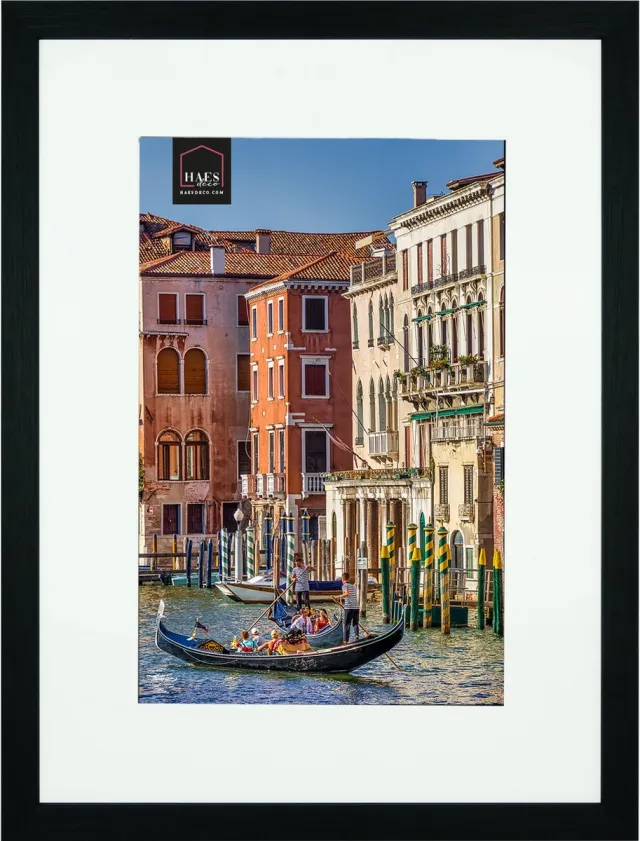 HAES deco Houten Fotolijst met Passe-partout Venezia zwart voor 1 foto formaat 20x30 of 30x40 -SP12940