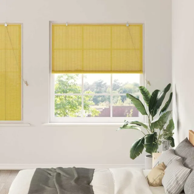 vidaXL Rolgordijn Geel 140 x 160 cm Bamboe