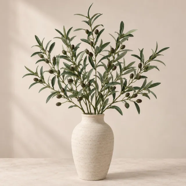 Bellatio Design Kunstplant Olijf takken - 6x - 75 cm - groen - olijfboom - siertakken stelen - decoratie