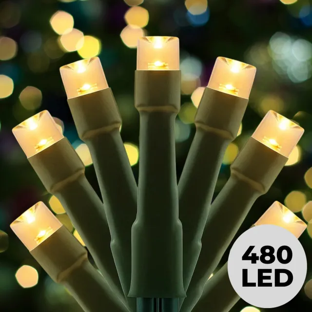 Lomera Kerstverlichting - Kerstlampjes - Kerstboomverlichting Buiten - 480 LED Lampjes - Extra Warm Wit - Lichtfuncties met Geheugen - Timer Functie - 36 Meter Lichtsnoer - Ip44 Adapter - Energiezuinig 6W - Binnen en Buiten - Kerst Verlichting