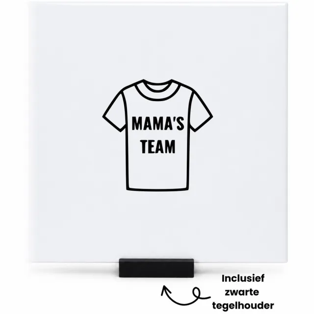 Hacebo mama's team tegeltje met tegelhouder - Mama - de liefste moeder - tegeltjes met tekst - moederdag cadeautjes - moederdag - cadeau - verjaardagscadeau - verjaardag - kado - geschenk - gift - moeder artikelen - spreuktegels - 15x15 CM Wit