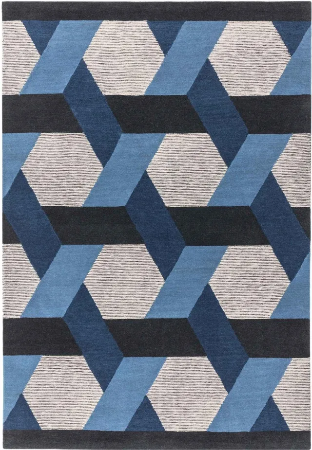Eazy Living Easy Living - Camden-Rug-Blue Vloerkleed - 160x230 - Rechthoek - Laagpolig Tapijt - Modern - Meerkleurig