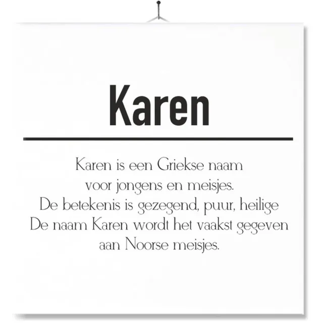 MC Living Tegel Met Opdruk | Betekenis | Kado | Cadeau | Met Naam - Karen Multi-Color