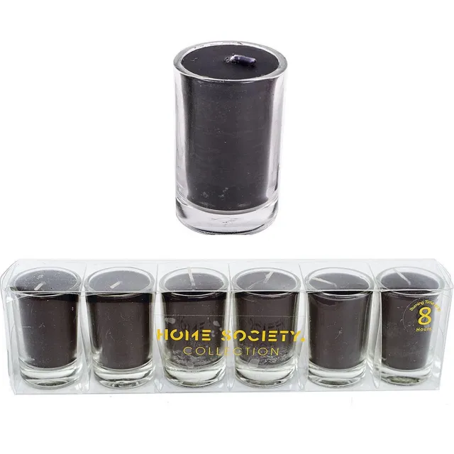 Home Society Votive Mini Candle - Black - set van 6