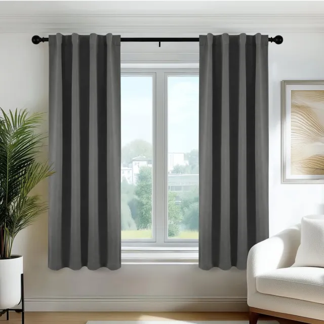 Famanu Verduisterende gordijnen voor binnen, moderne thermische isolerende gordijnen met 3 montagemethoden, ideaal voor raam in slaapkamer en woonkamer, 55×120 cm, lichtgrijs, 2 panelen