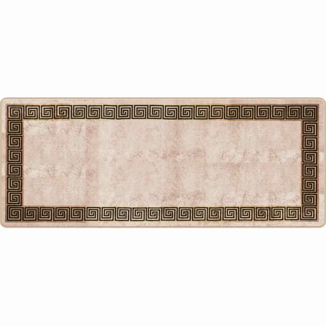 vidaXL Tapijt - Runner - MARSA - Beige - en - Zwart - 80 - x - 200 - cm - Polyester - en - PVC