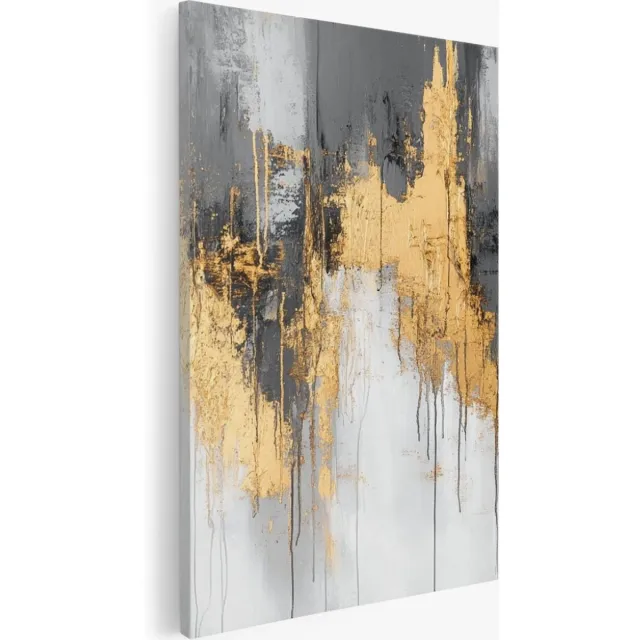 Saammp Canvas Schilderij - grijs - Modern - Abstract kunstwerk - 40x60 - Foto op canvas - Wanddecoratie - Muurdecoratie Woonkamer - Slaapkamer decoratie - Canvas Print Multicolor